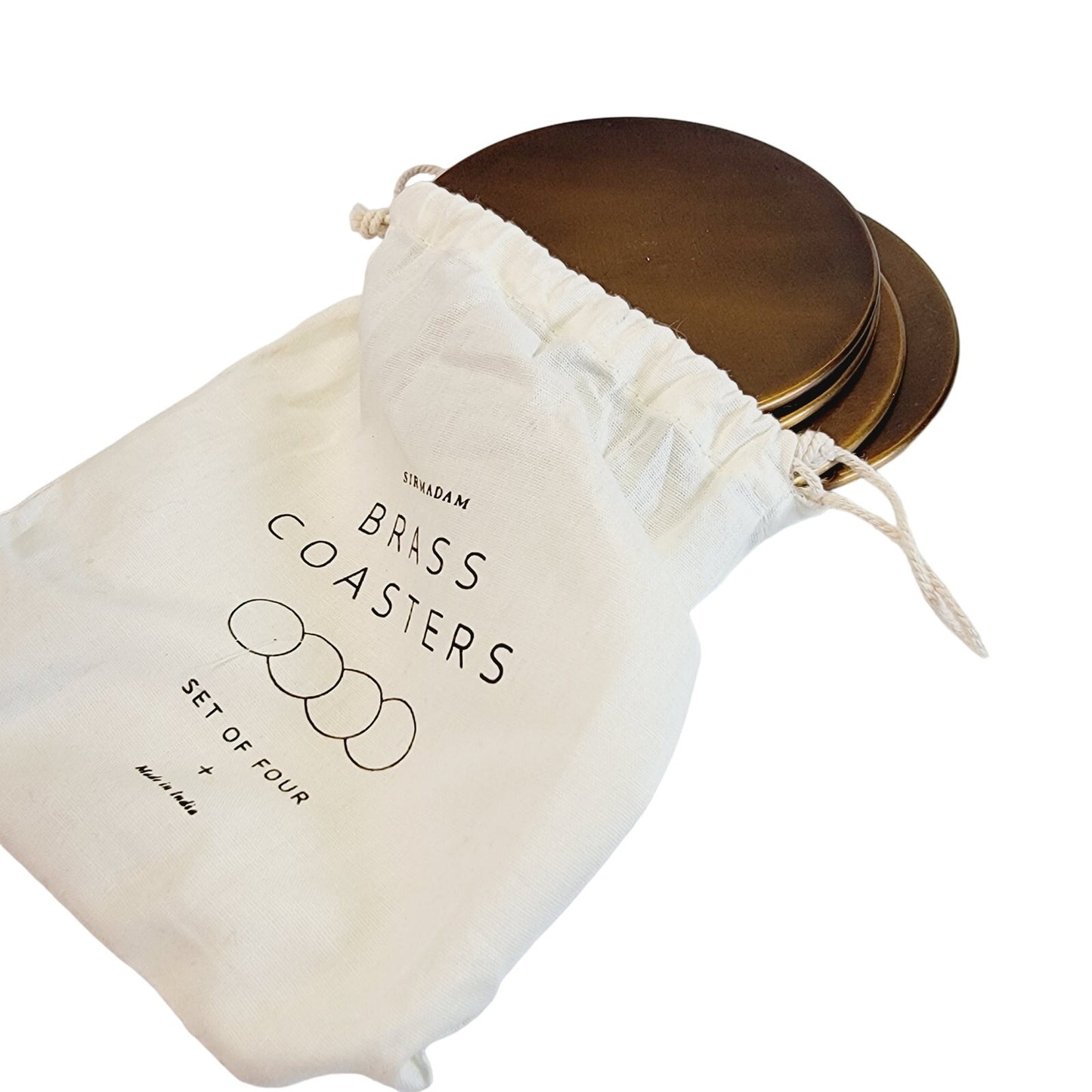 Sir | Madam Brass Coasters, Set of 4, New in Bag