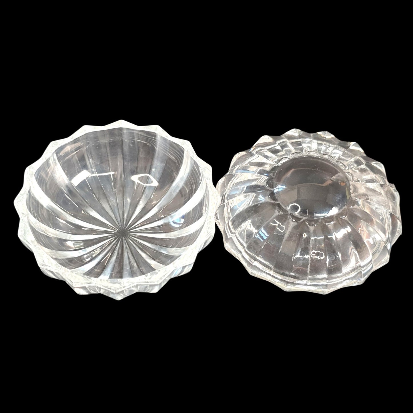 Vtg Magnifying Lead Crystal Eye Lidded Trinket Box Column Panel