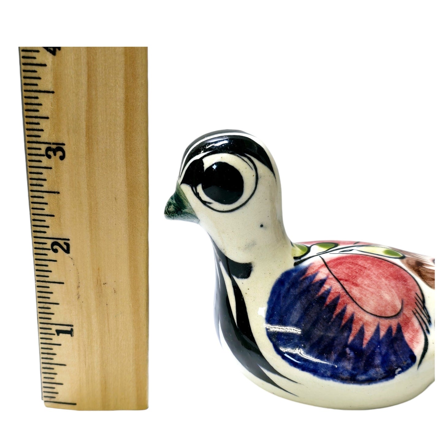 Hand Painted Mexican Floral Dove Tonal Pottery Bird