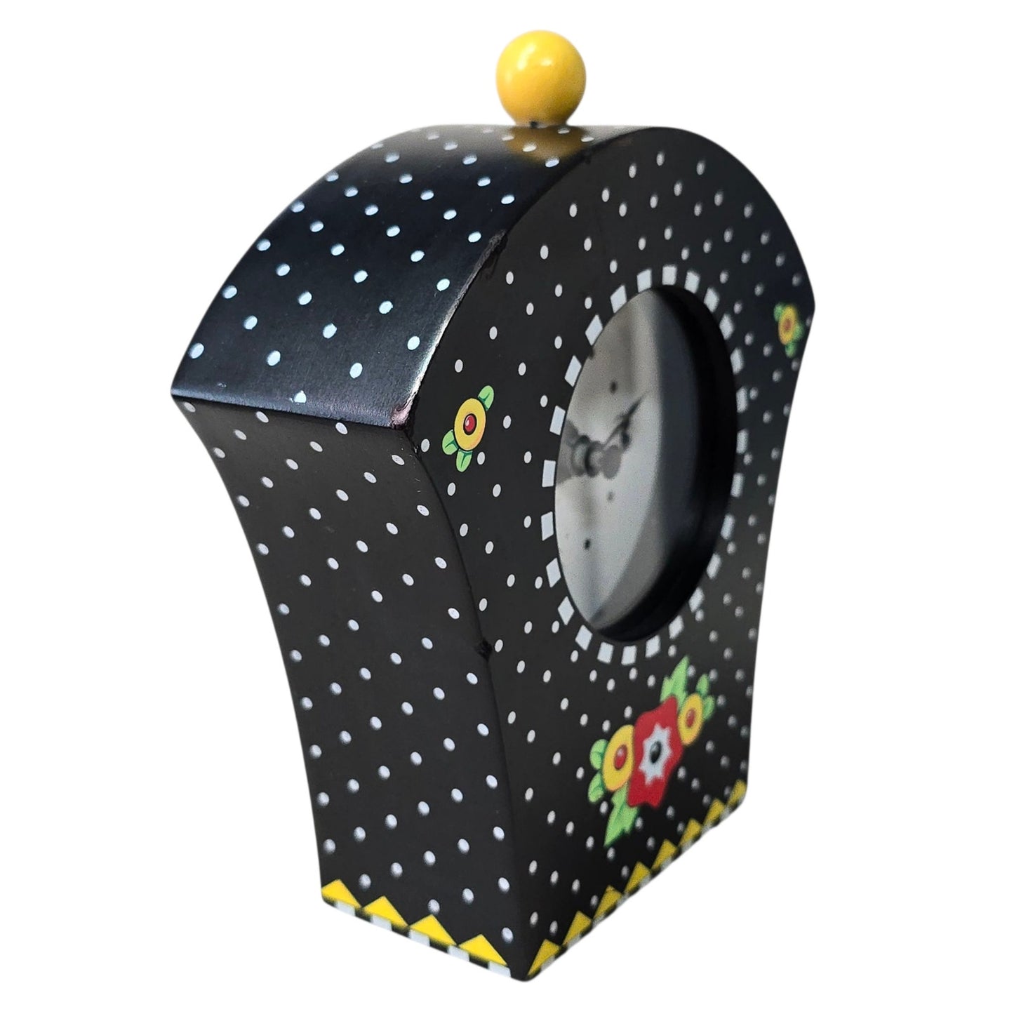 VTG 1997 RARE  Mary Engelbreit Charpente Clock Black Polka Dot Flowers