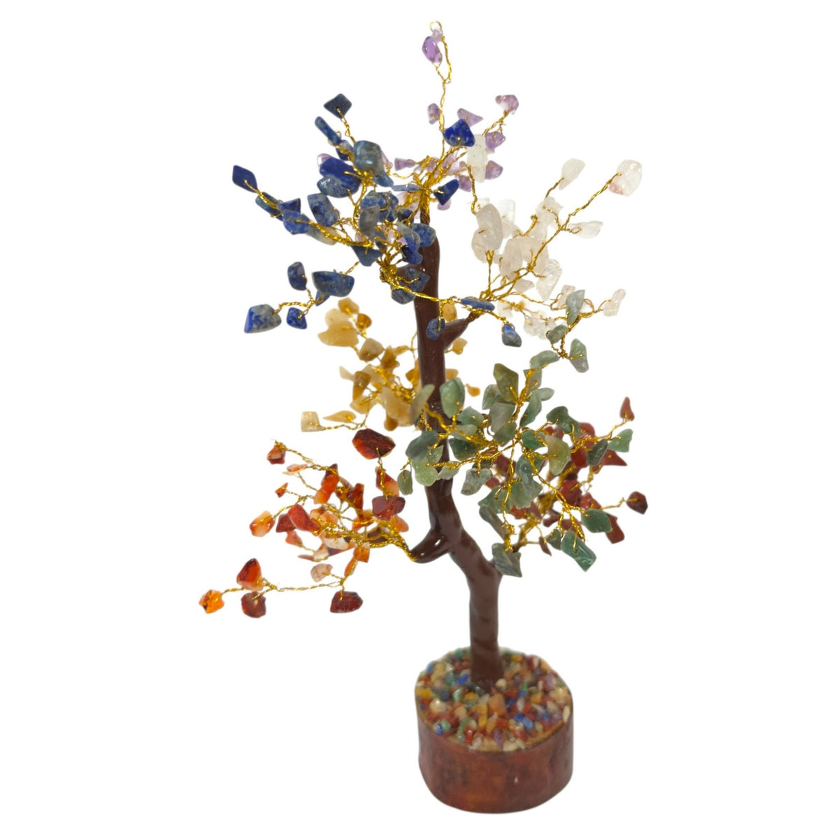 Multicolor Gemstone Bonsai Tree 7 Chakra Crystal Tree of Life Sculpture 10.5"