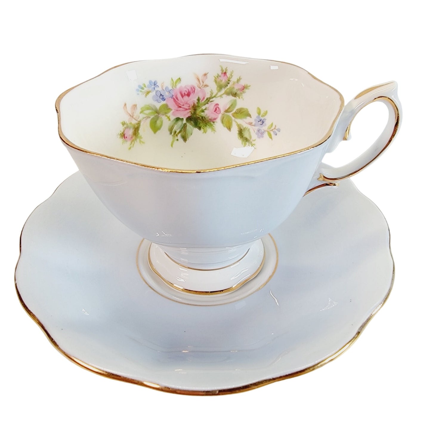 Royal Albert Harlequin "Moss Rose" Teacup and Saucer, Bone China, England