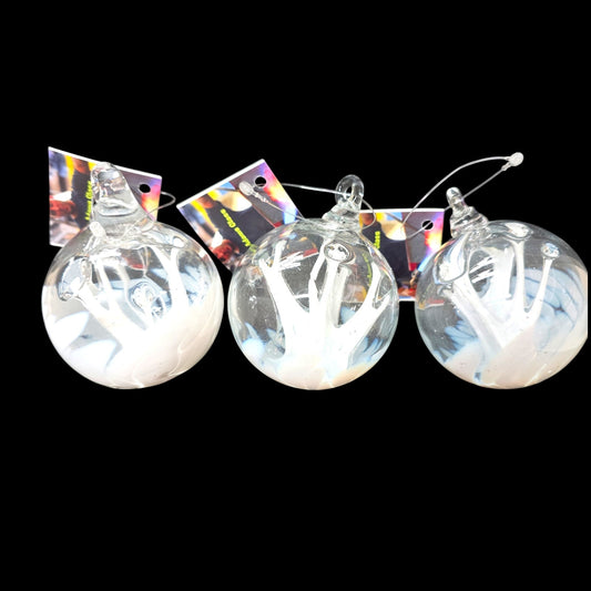 Set of 3 Luke Adams Hand-Blown "Wish" Ball Ornaments