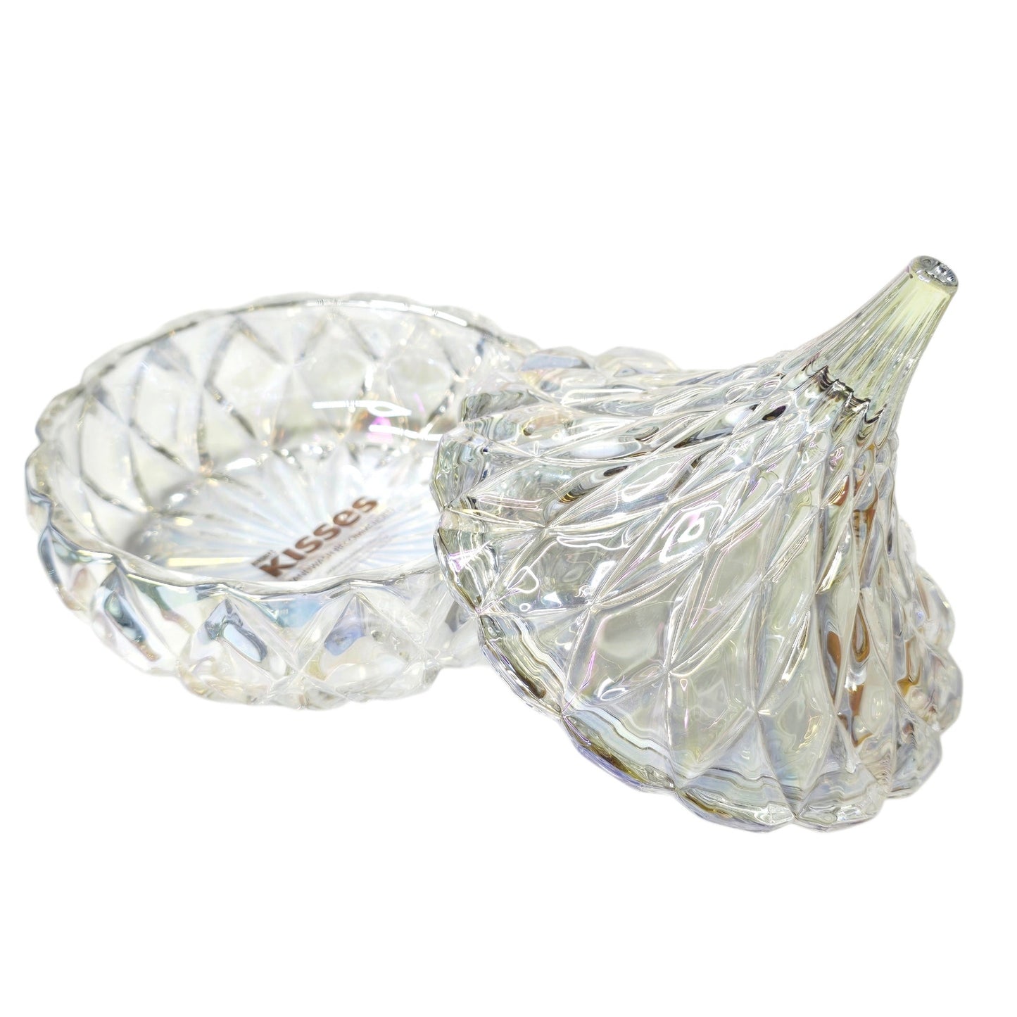Godinger Hershey's Kisses Iridescent Crystal Candy Dish  5"Opal Diamond Cut Jar