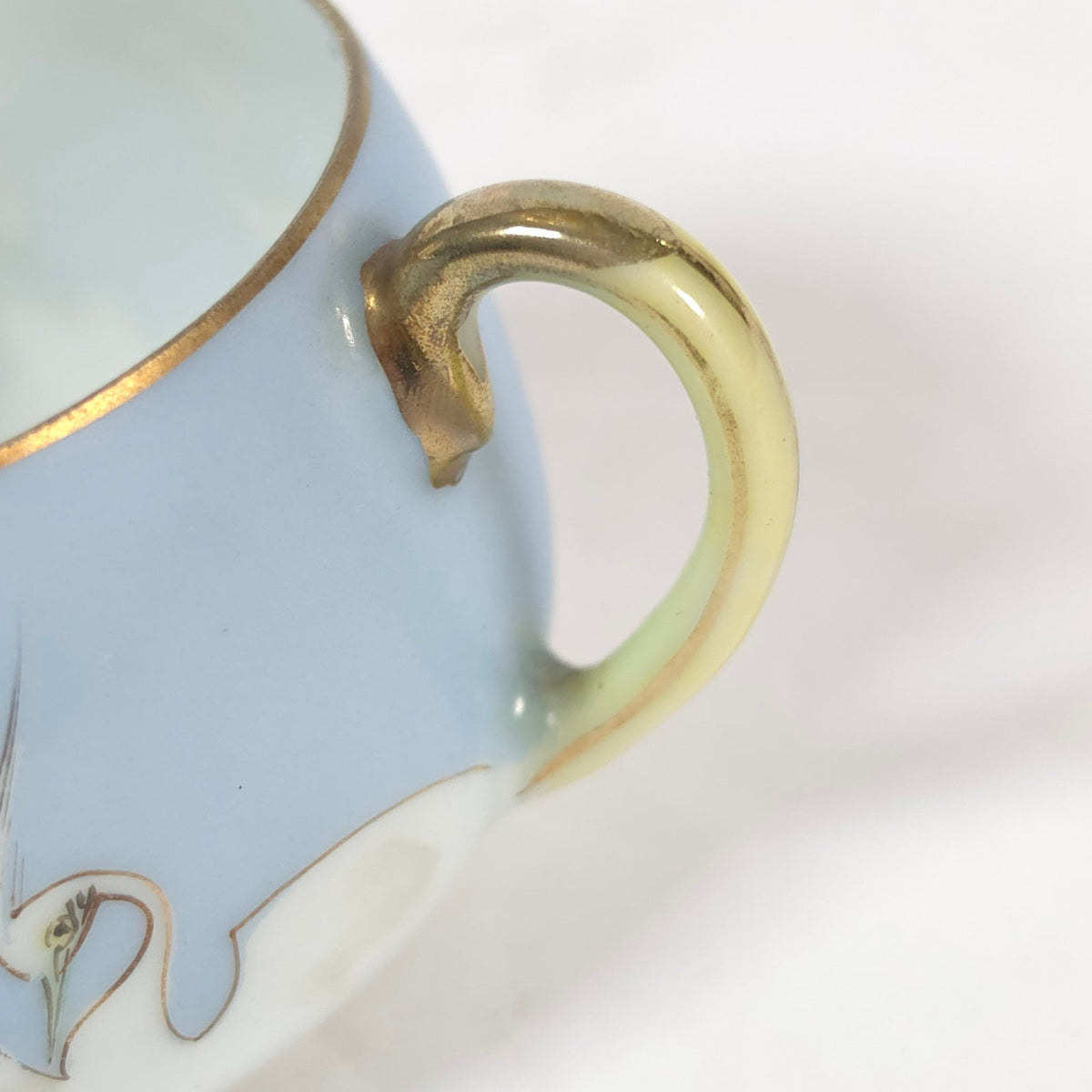 Vintage Japanese Blue Sky Crane Eggshell Porcelain Replacement Teacup