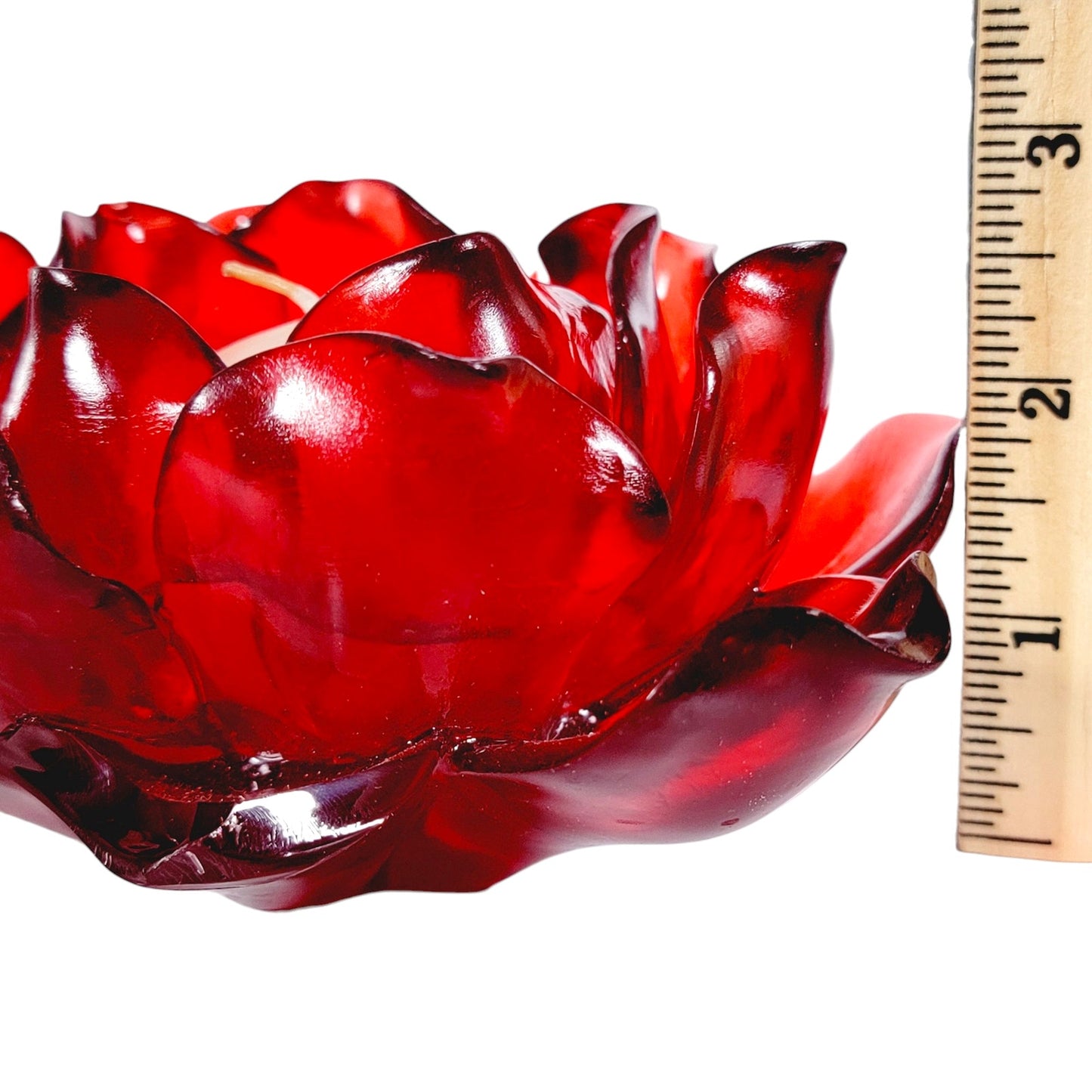 Z Galerie Red Glass Flower Tealite Holder FLAW (Broken Petal)