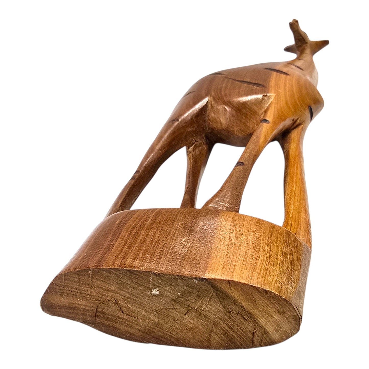 Hand Carved Wooden Giraffe Figurine 12in Safari Decor Natural Wood Sculpture