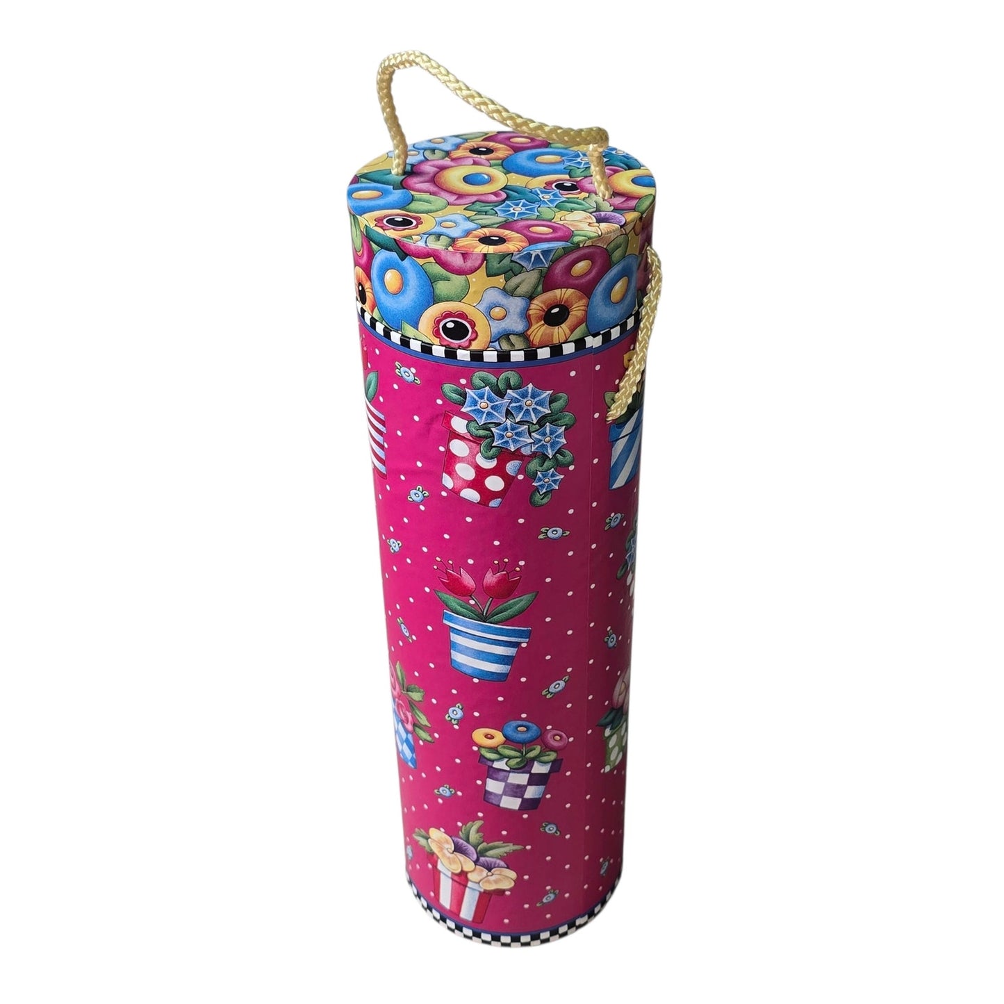Mary Engelbreit Wine Box Carrier Tube Wine Gift Box Flower Pots Pink Yellow