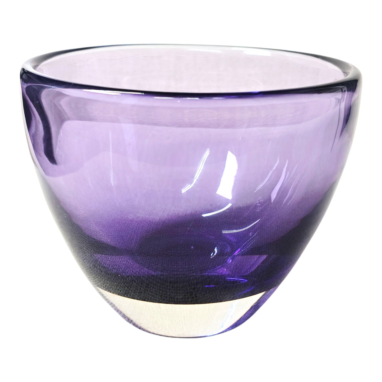 Authentic MCM Smålandshyttan Sweden Art Glass Candle Holder Purple Scandinavian