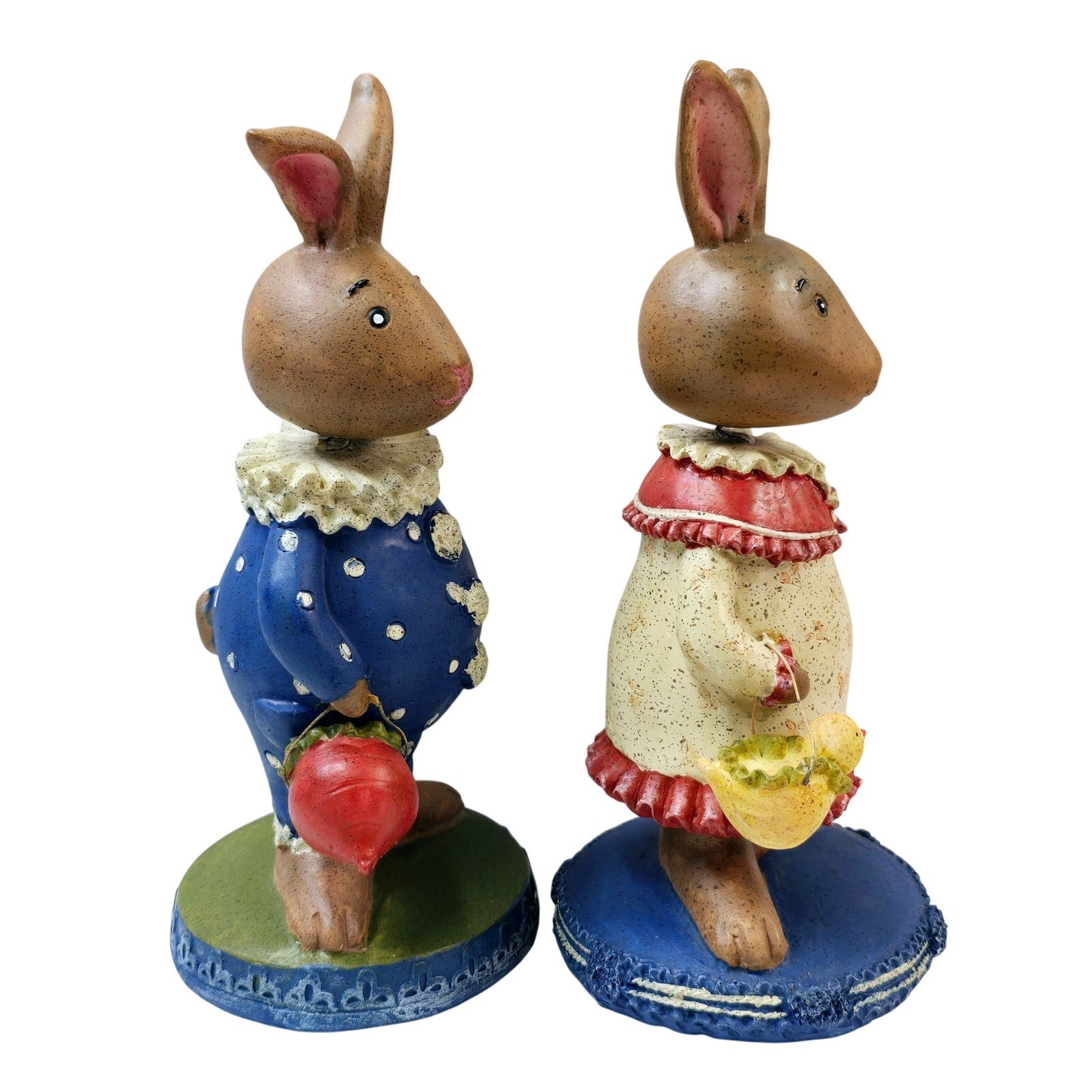 Rare Rabbits Vintage Easter Bunny Bobble Heads Collector Bubble Head Boy & Girl