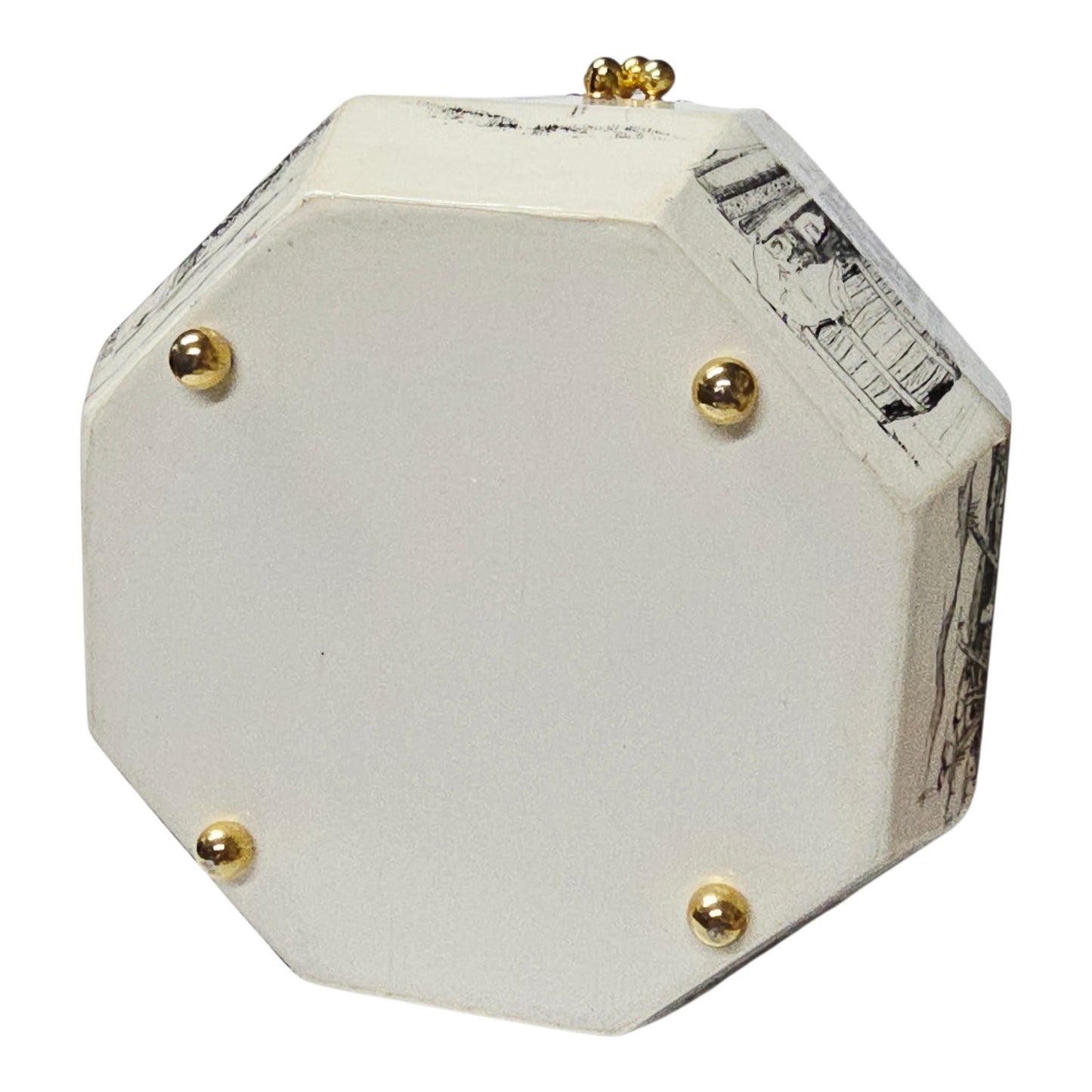 Vintage 1972 Beki Signed Wooden Box Purse Decoupage Hand Painted Octagon Rare