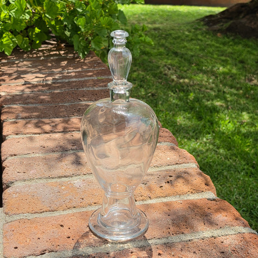 Antique Apothecary Show Bottle Ribbed Stopper Glass Pharmacy Jar 365 UV Reactive