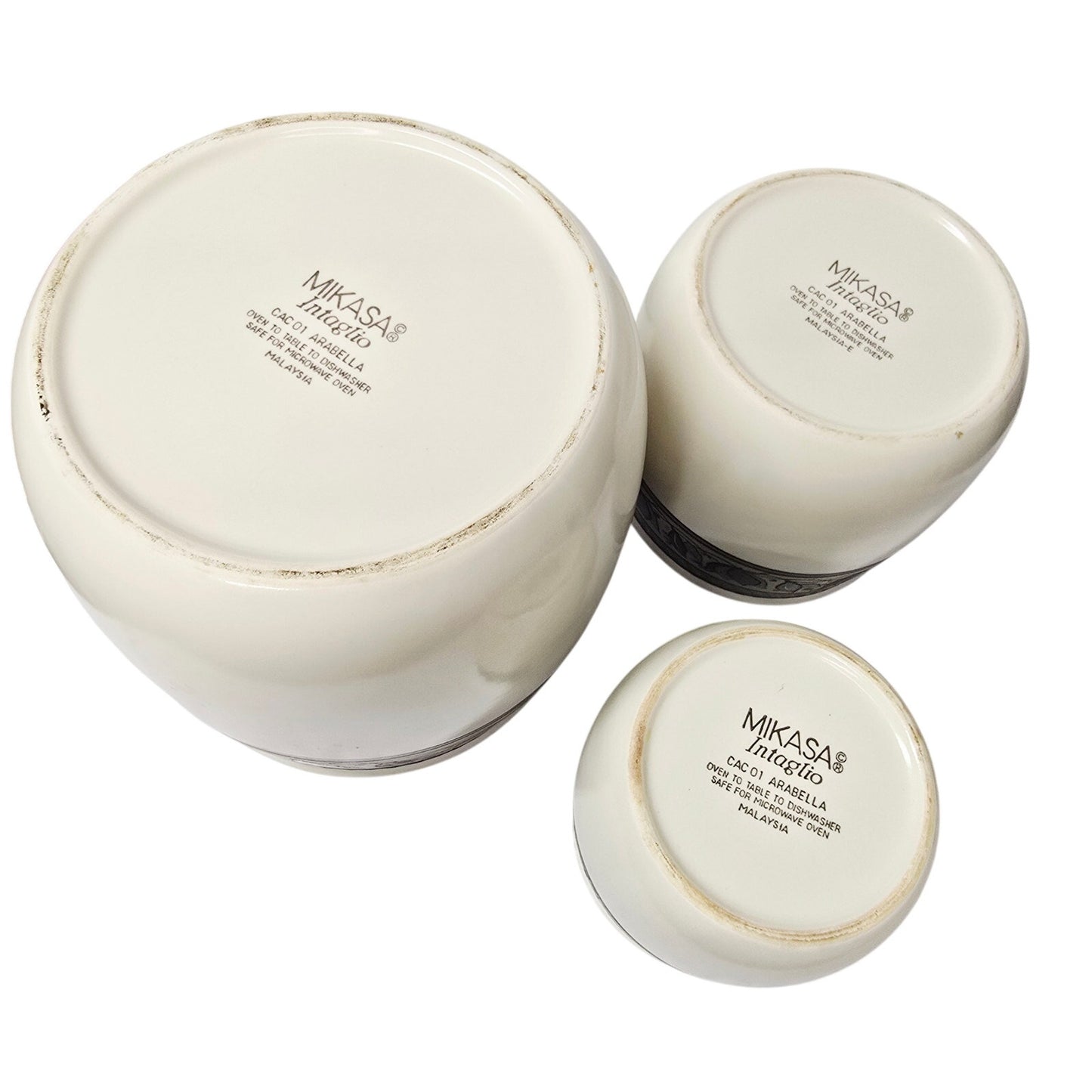 Mikasa Arabella Intaglio Canister Set with Lids - CAC01 Malaysia Stoneware