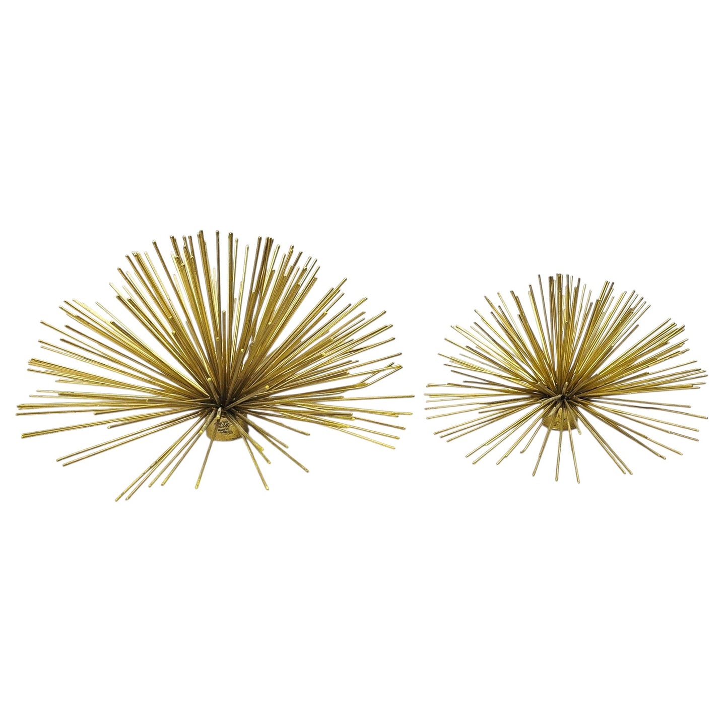 Two's Company Atomic Starburst Wall Art Set of 2 MCM Style Gold Urchin Brass