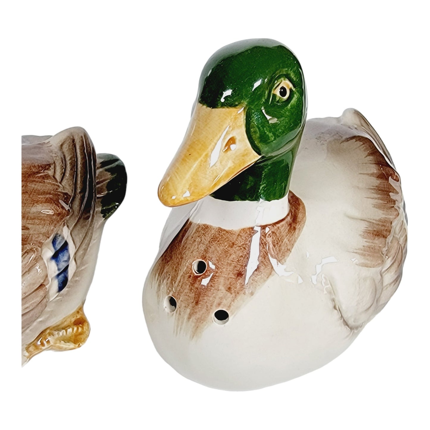 Vintage Otagiri Mallard Duck Salt & Pepper Shakers, Ceramic Ducks, Made In Japan