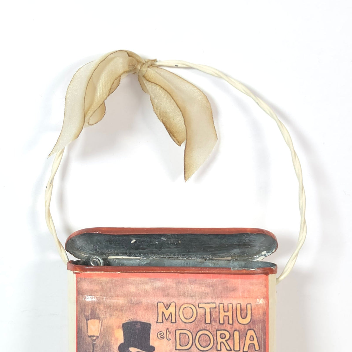 Steinlen Mothu et Doria Hanging Tin Wall Pocket Match Pencil Holder French Art