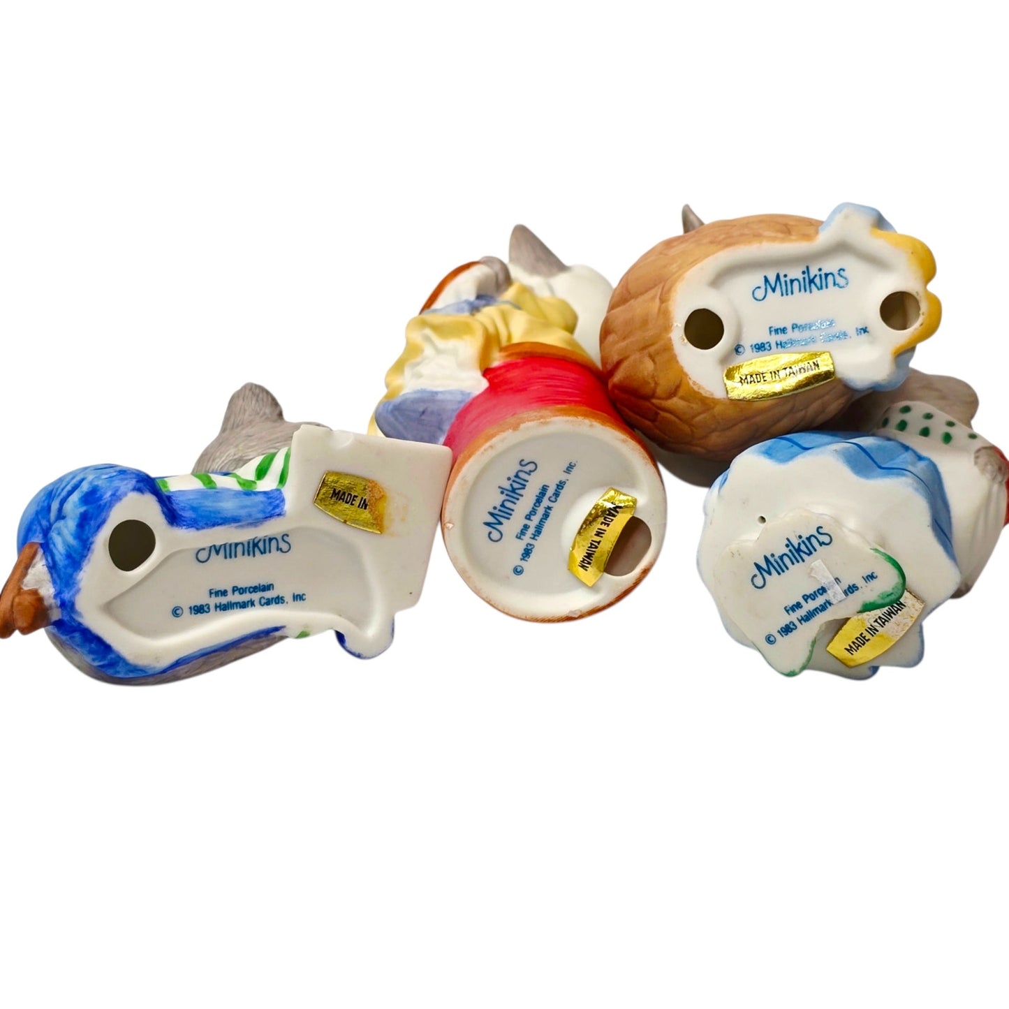 Hallmark Minikins Mouse Figurines Set 4 Vintage Porcelain 1983 Hand Painted
