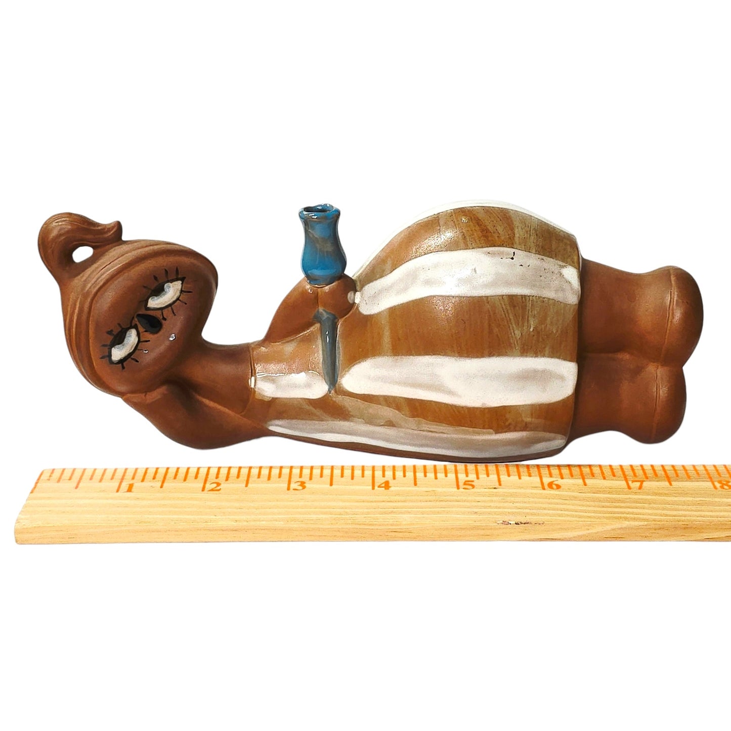 Vintage 1960s Japan Ceramic Big Eye Girl Reclining Figurine Candle Holder Kitsch