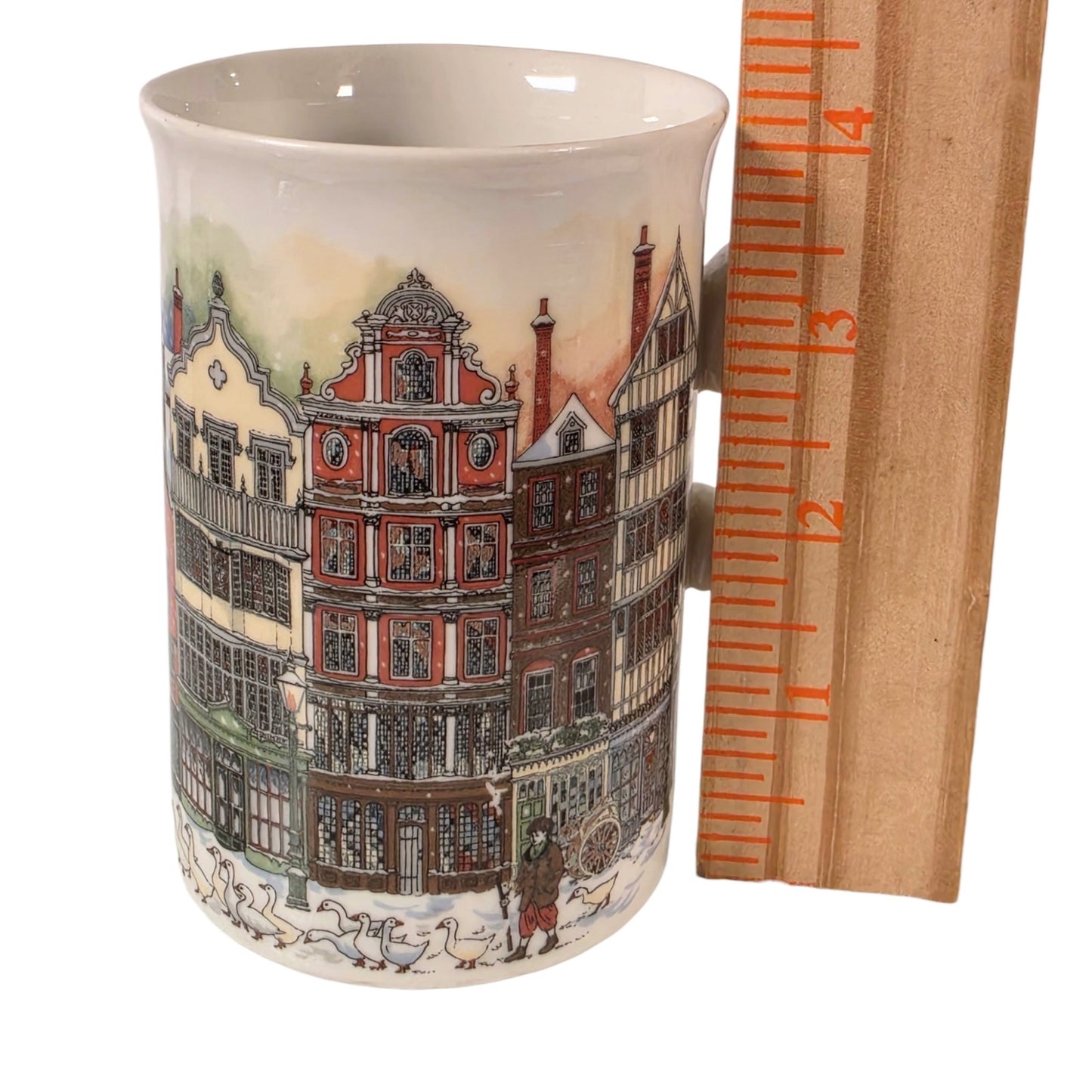 Dunoon Scotland Fine Bone China Mug Sue Scullard Village Street Geese Cup
