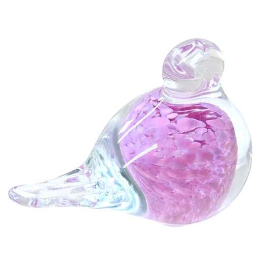 Handmade Lindshammar Sweden Glass Bird Paperweight Pink Lilac