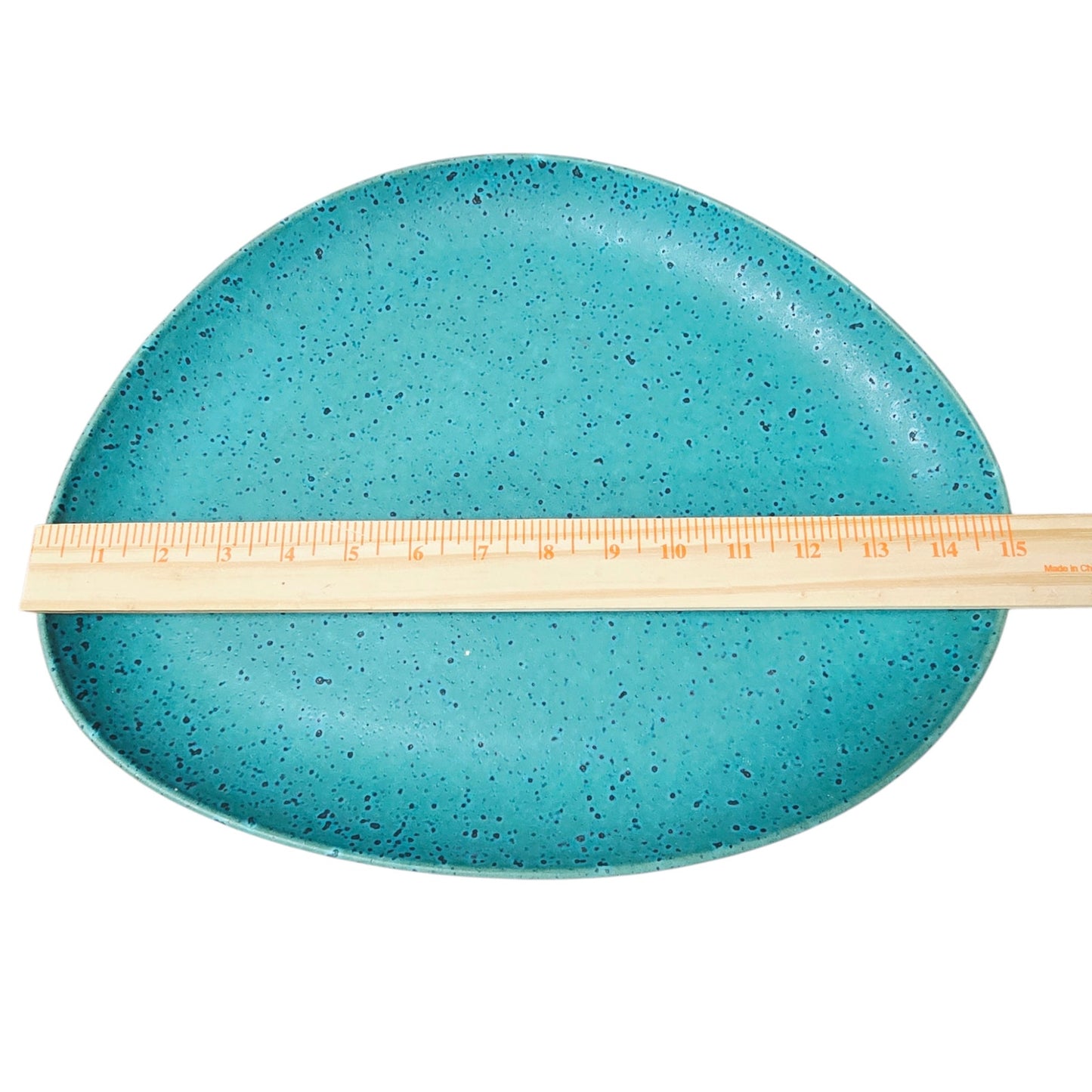 Anthropologie Zoysia Turquoise Speckled Ceramic Oval Platter - 15"