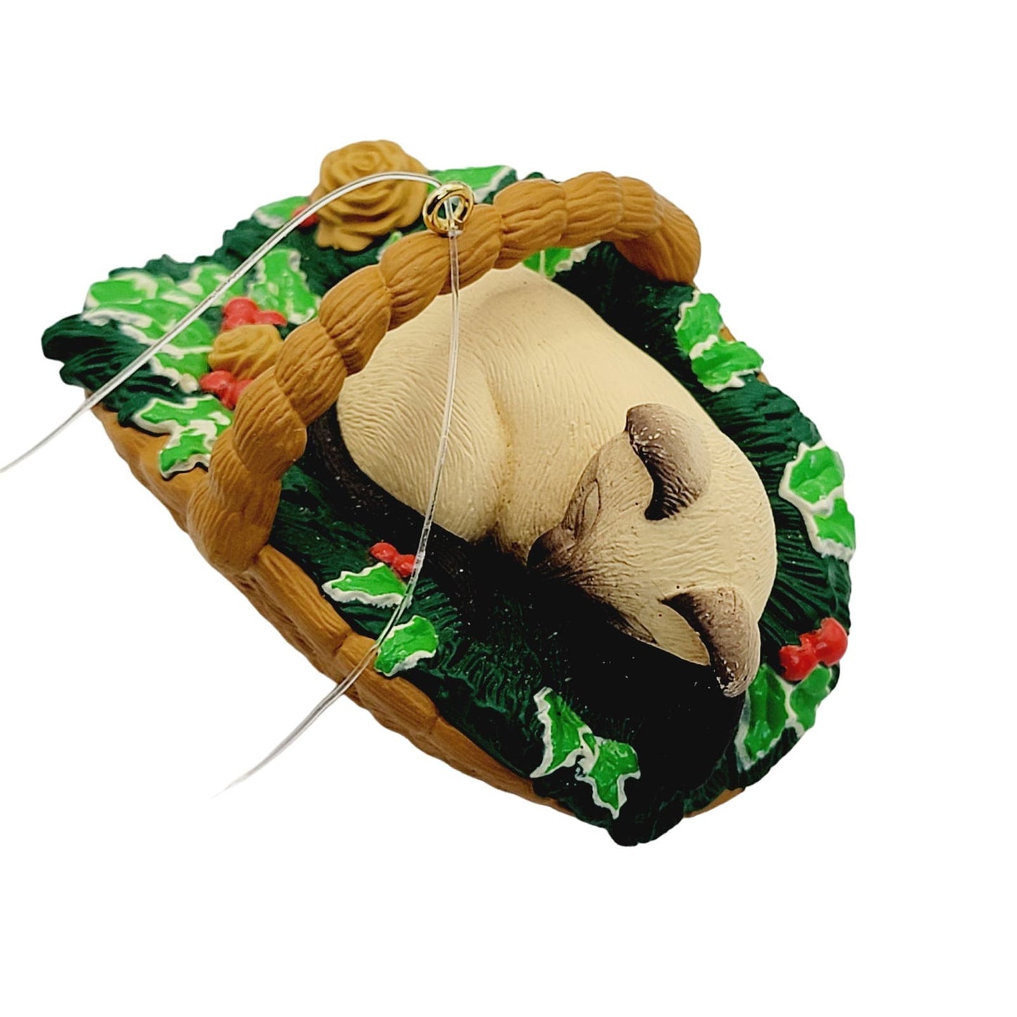 Hallmark Sleeping Siamese Cat Basket 1996 Ornament Cat Naps Series Signed Dill