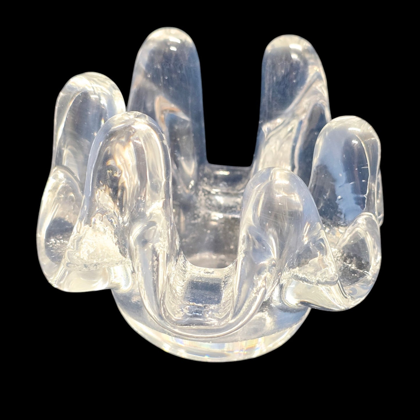 Handblown Randsfjord Glass Norway Set of 3 Crystal Sunflower Ice Votive Holder