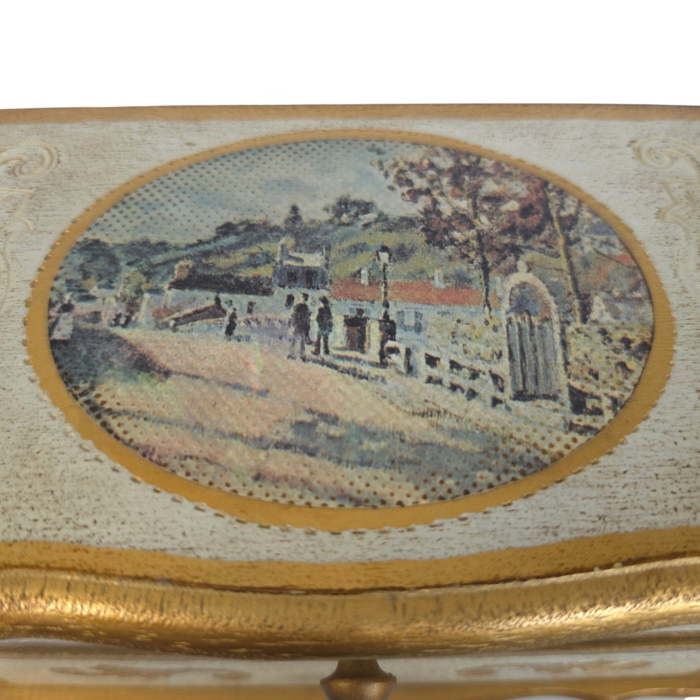 (Reserved for Customer) Vintage Florentine Wood Music Box Jewelry Box Made in Japan Plays: Green Sleeves