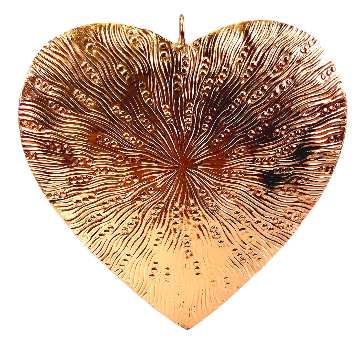 Pressed Copper Puffy Heart with Key Hanging Decor, 5.75" H x 5.75" W