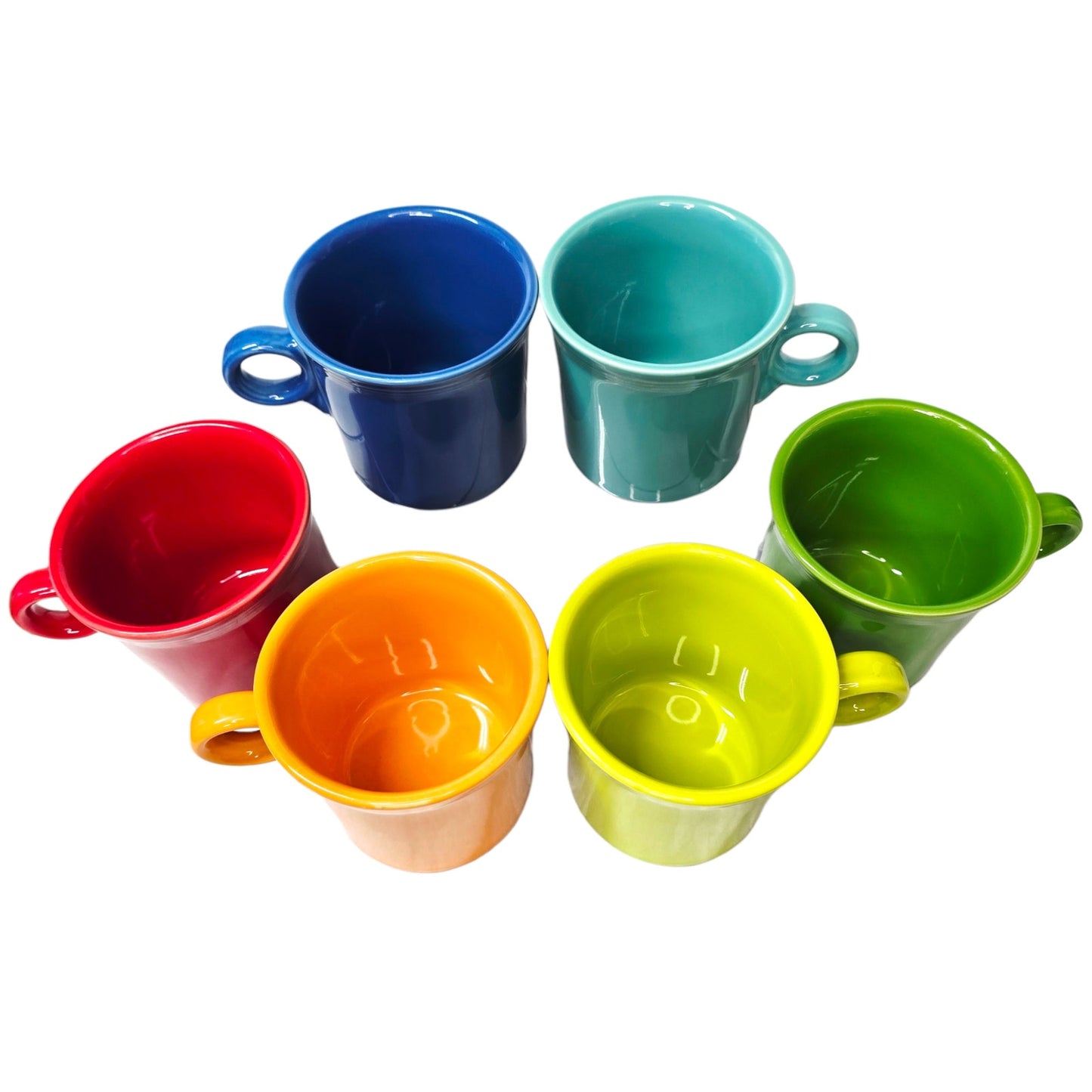Set of 6 Fiesta Rainbow Ring Handle Mugs - Multi-Color Collection