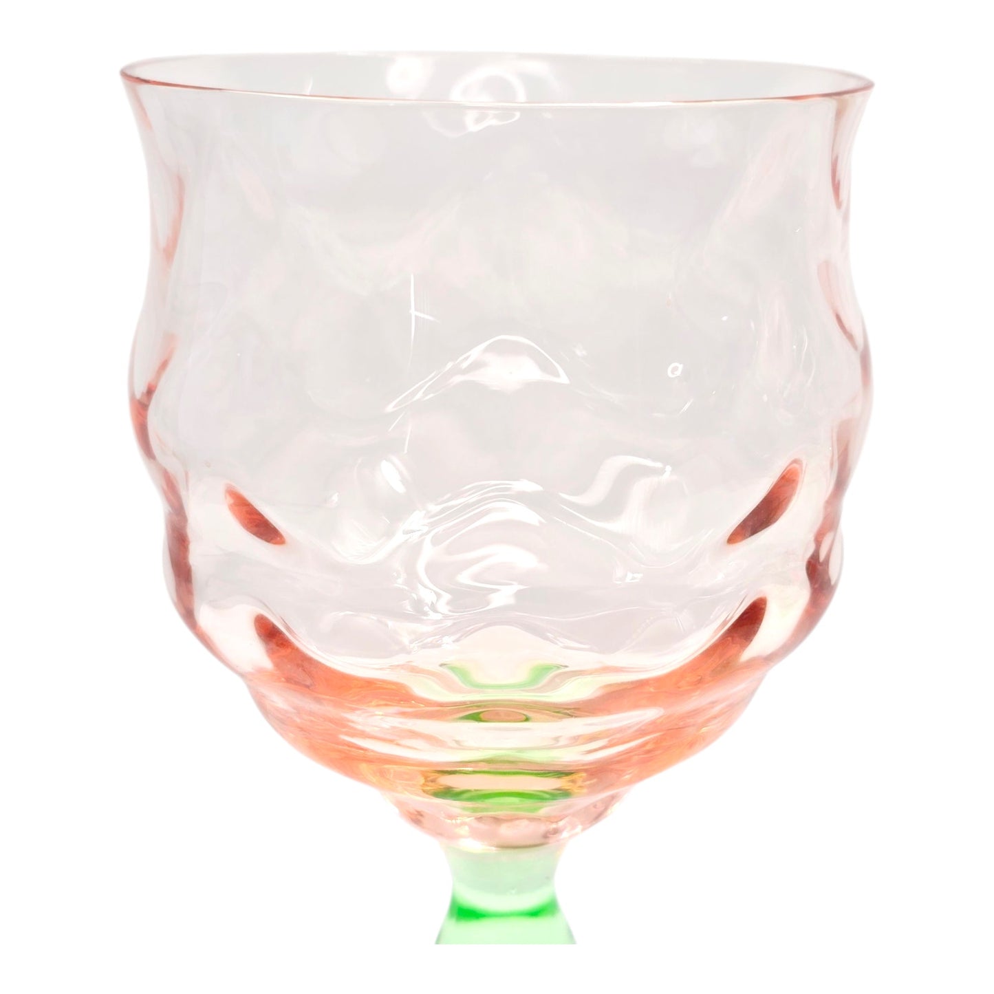 Vtg Tiffin Watermelon Uranium Glass Cocktail Coupes / Champagne Glasses Set of 2