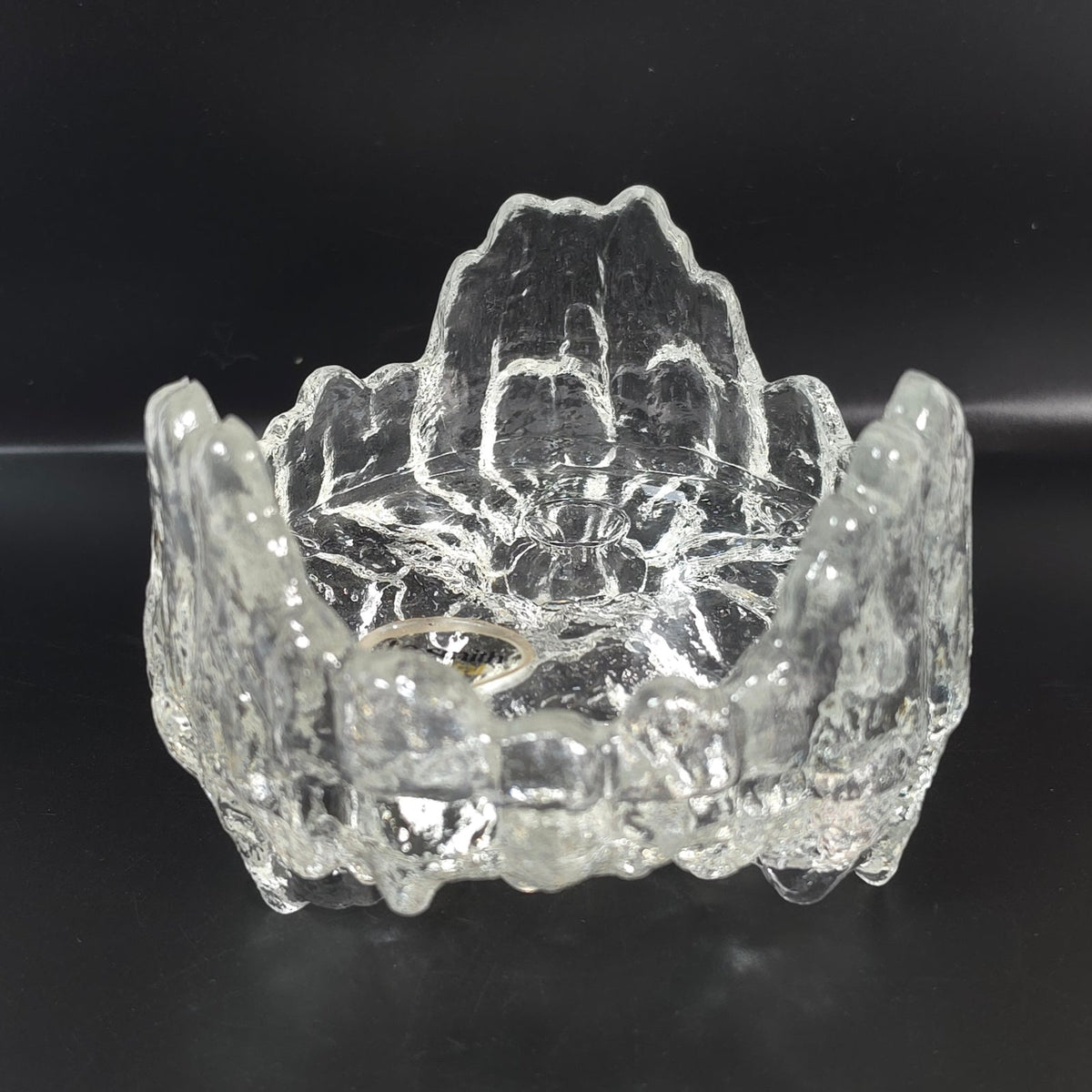 Vintage L.E. Smith Crystal Ice Glass Reversible Pillar 3 Taper Candle Holder