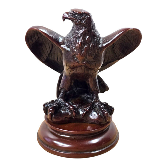Wood Carved Eagle Figurine Statue 4.5" Handcrafted Bird of Prey Sculpture Decor