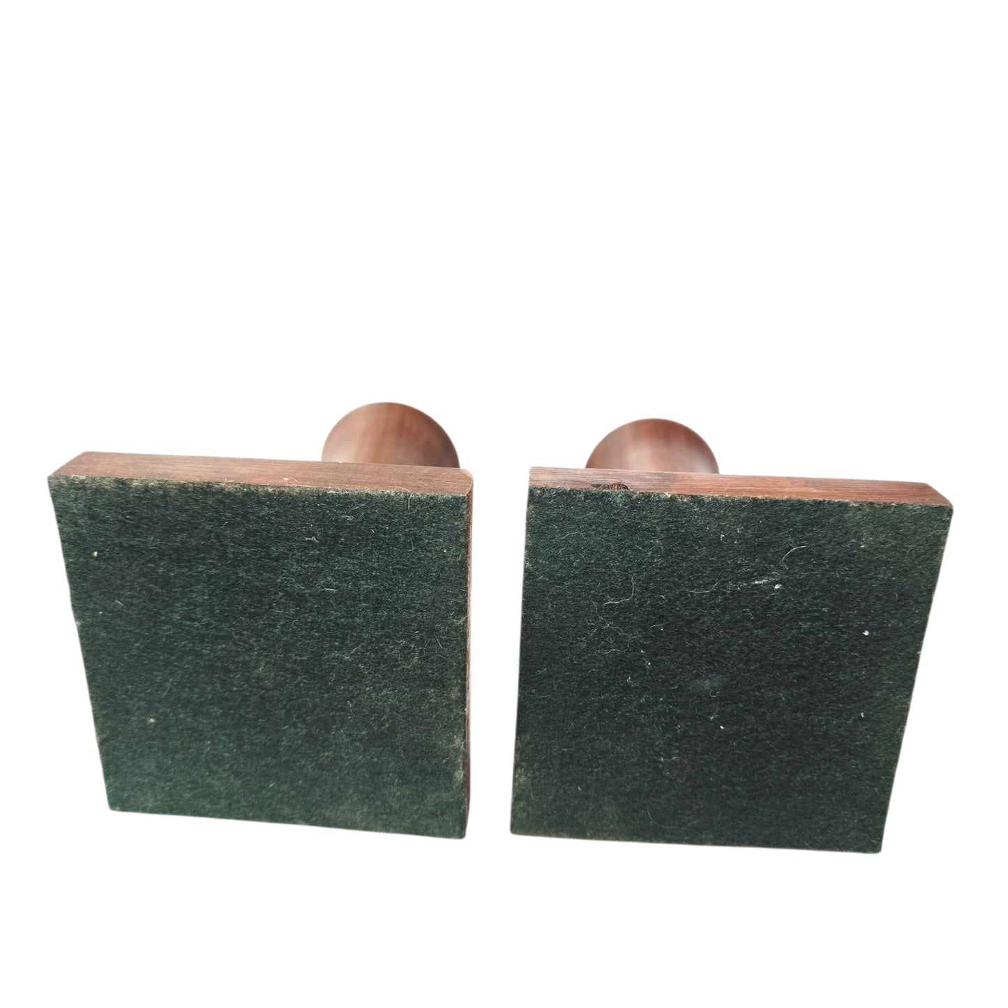 Danish Modern Style Walnut Wood Candlestick Holders - Hand Turned Pedestal Pair