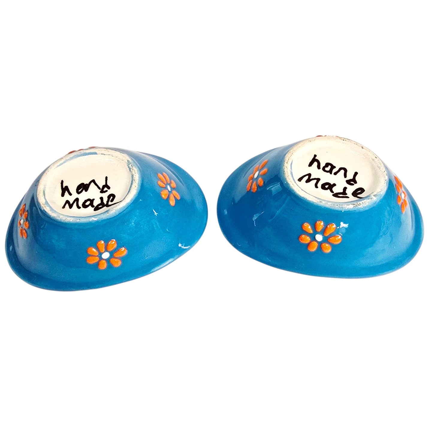 Hand-Painted Blue Floral Ceramic Trinket Dishes (Set of 2)