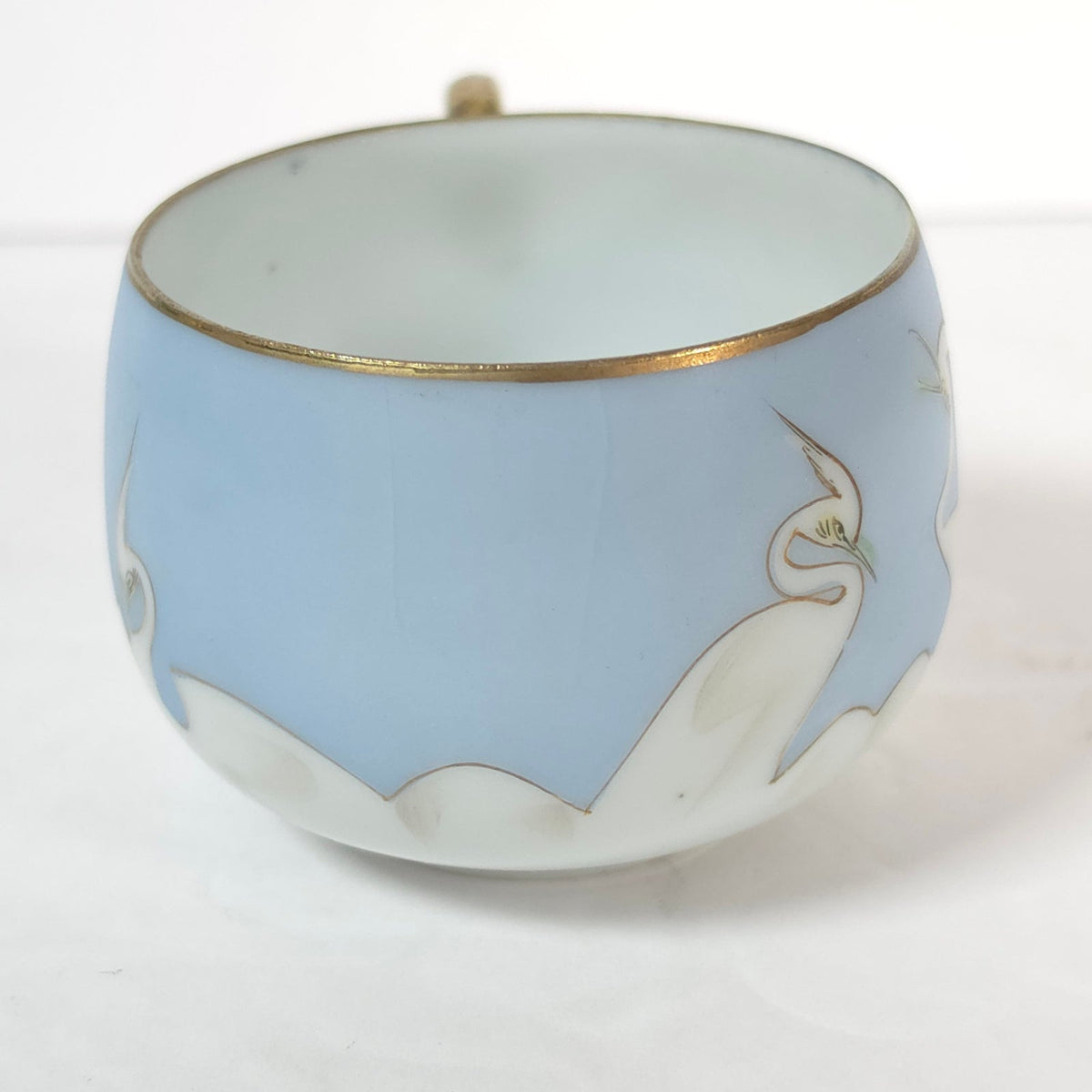 Vintage Japanese Blue Sky Crane Eggshell Porcelain Replacement Teacup
