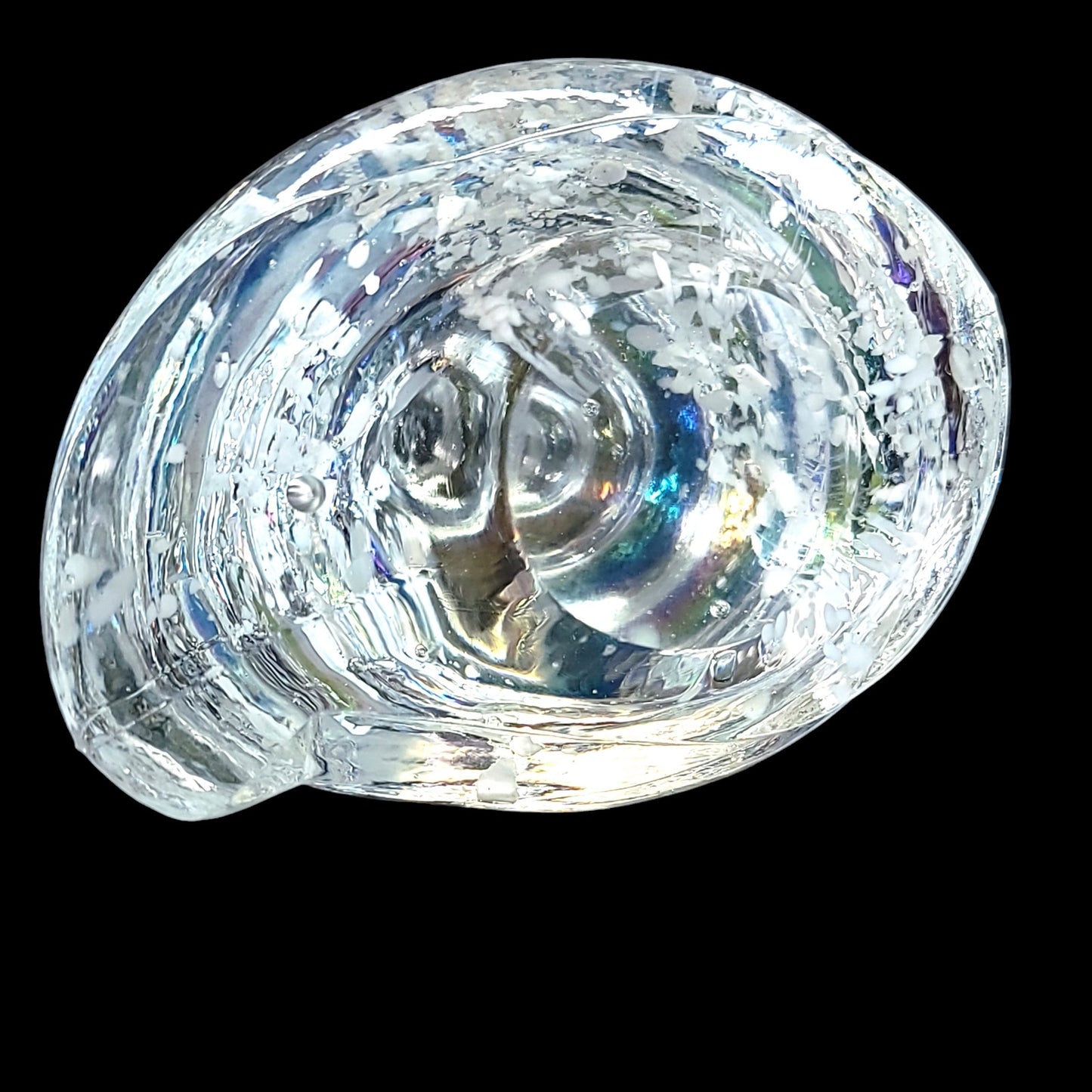 Hand Blown Iridescent Art Glass Sea Shell, Glass Cone Shell 3" x 3"