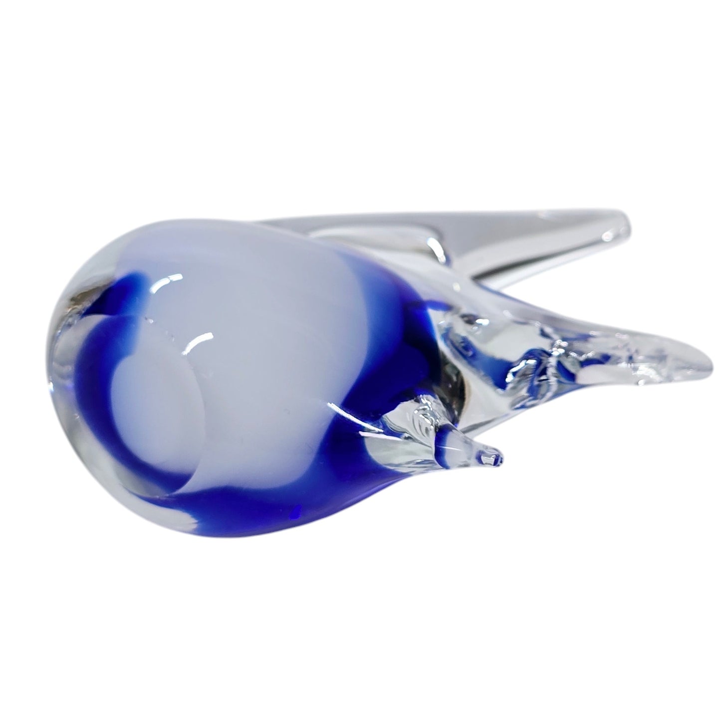 Angelfish Art Glass Fish Paperweight Blue White Fish