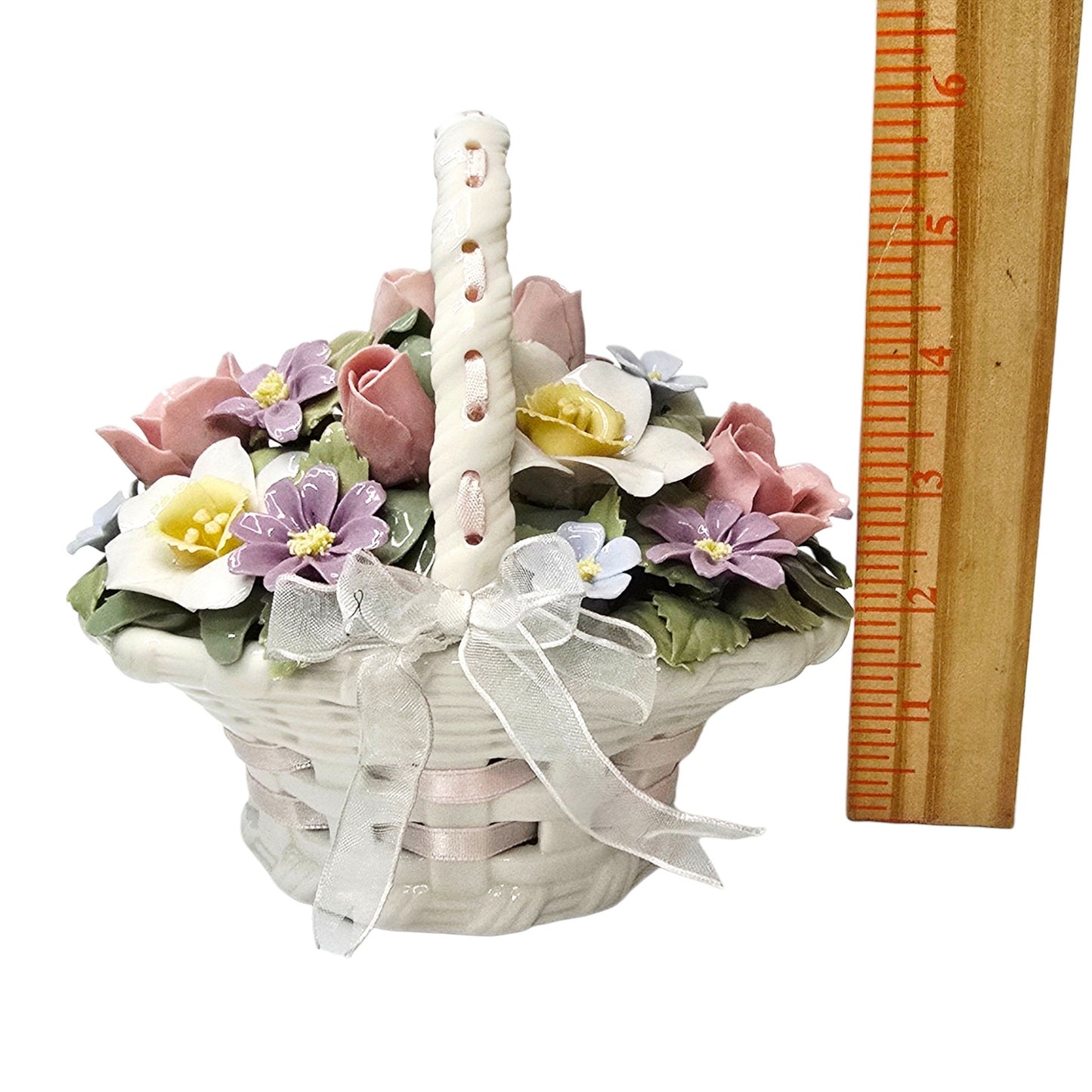 Anna Rosa San Francisco Music Box Floral Basket Lace Porcelain Fur Elise Vintage