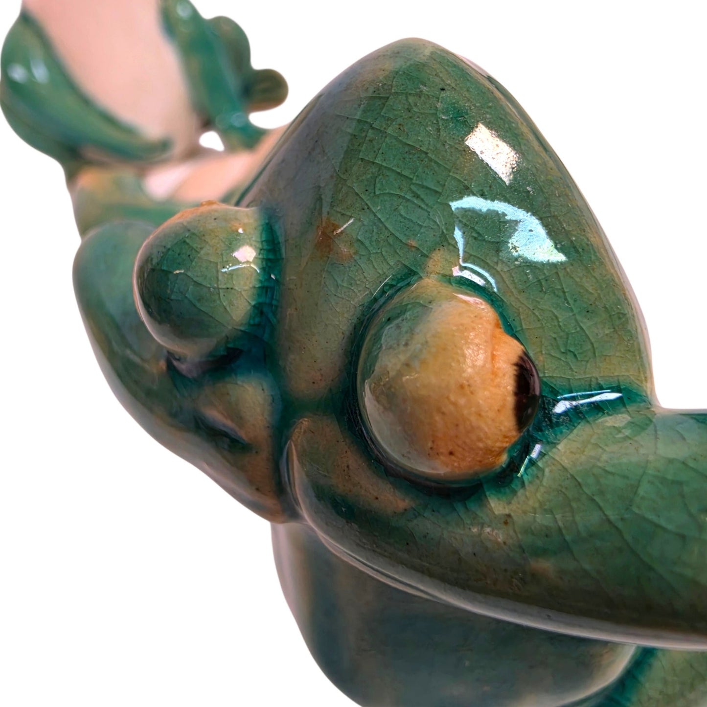 Vtg Ceramic Frog Figurines Lounging Set of 3 Whimsical Anthropomorphic MCM Decor