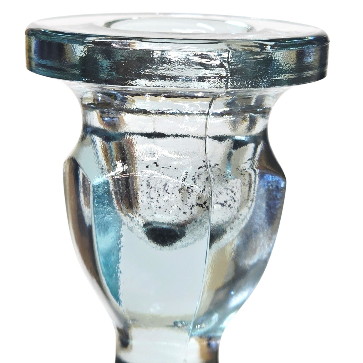 Fenton Blue Glass Candlestick 8.5" Colonial UV Glow 365nm Manganese Reactive
