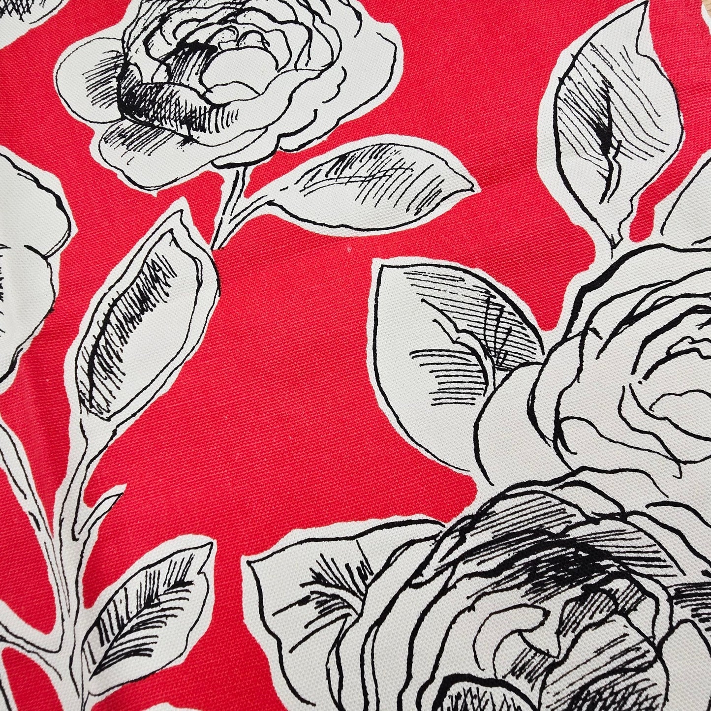 Set of 4 Rose Poppy Floral Placemats World Market 13" by 19", Red Black White