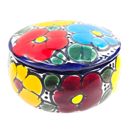 Talavera Jewelry Box Mexican Pottery Trinket Box Vibrant Colors Hand-Painted