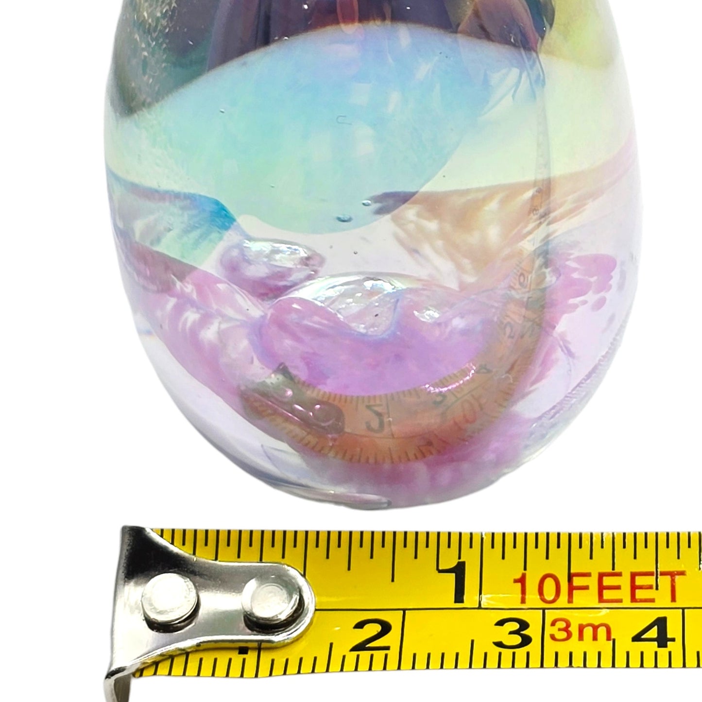 Glass Eye Studio Mt St Helens Ash Paperweight Signed MSH 1983 Mike Shaw Blue Vtg