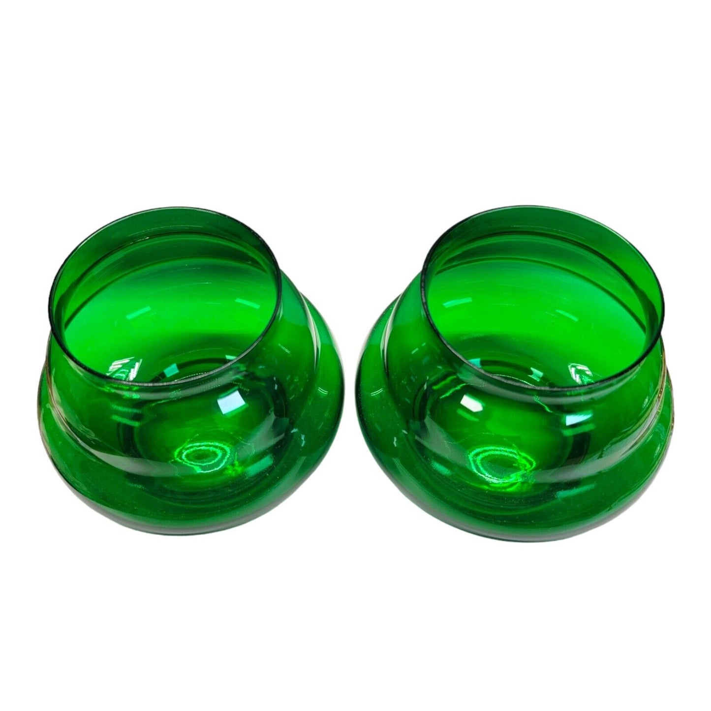 Set of 2 Art Deco Style Green Glass Votives, Made In Czech Republic, 2000 May Co St. Patricks Day