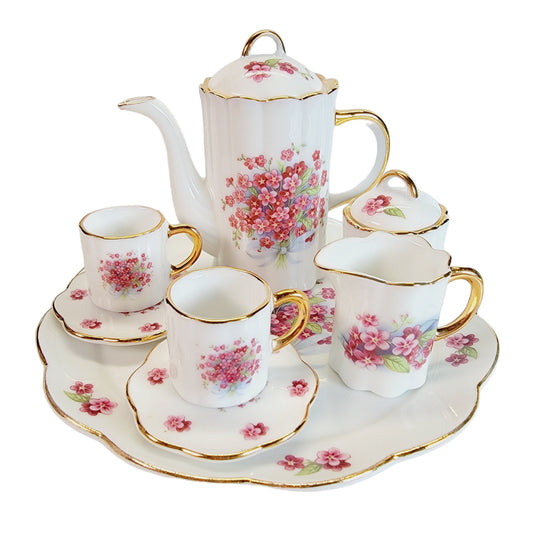 Vintage Fine Porcelain 10-Piece Miniature Tea Set