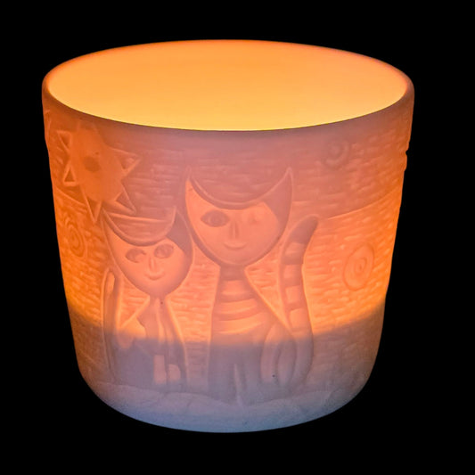 Hellmann-Versand Starlight Lithopane Glowing Kitty Cats Tealight Votive 0812
