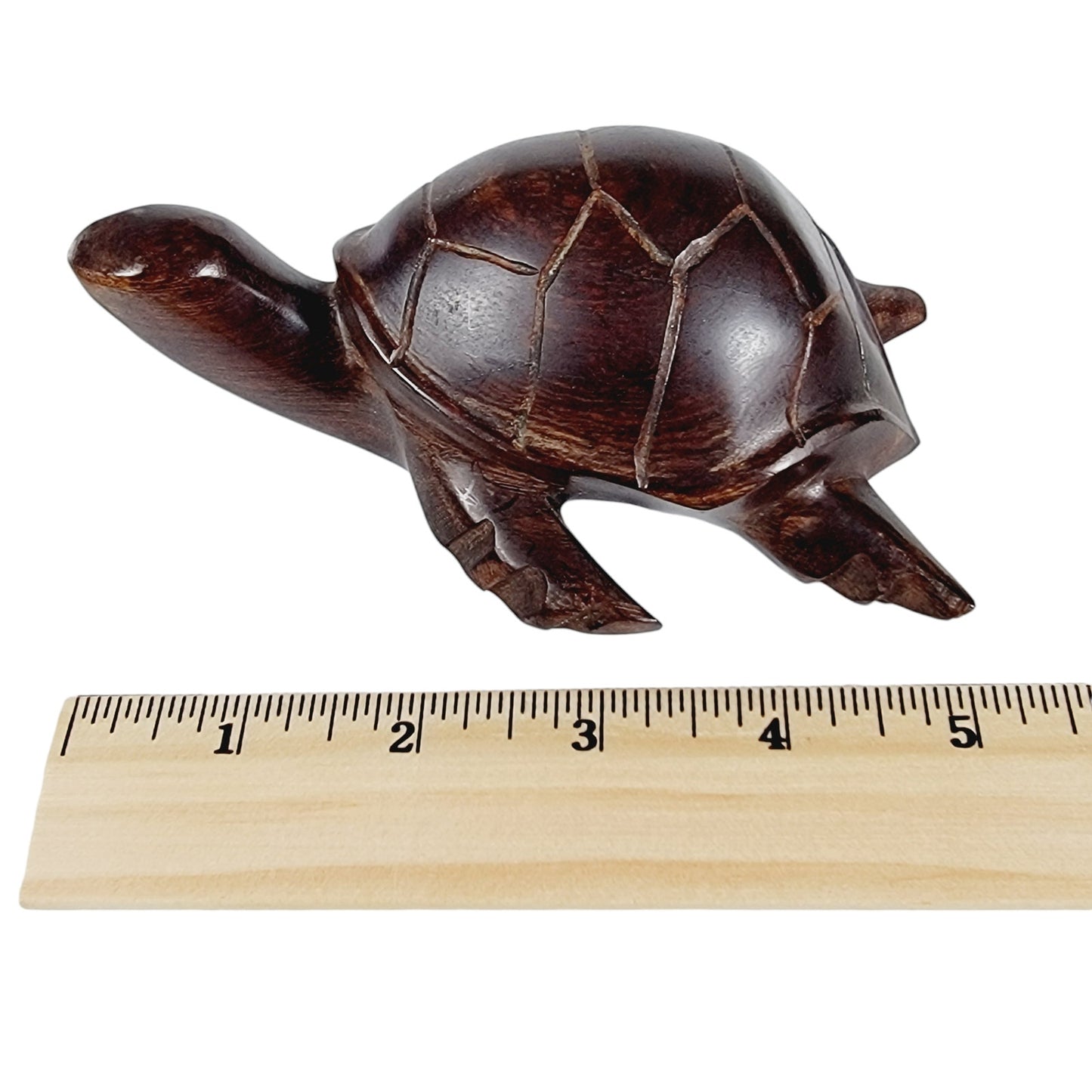 Vintage Hand-Carved Ironwood Sea Turtle Figurine, Wood Turtle Sculpture