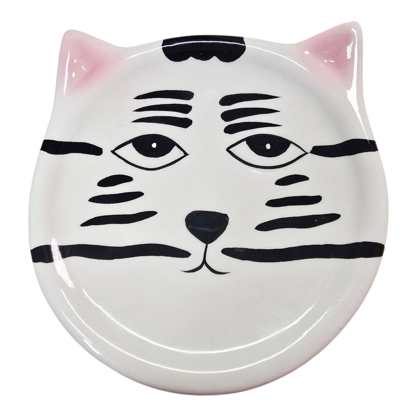 Vintage Y2K Bandwagon Cat Face Ceramic Drink Coasters - Set of 6 AS IS