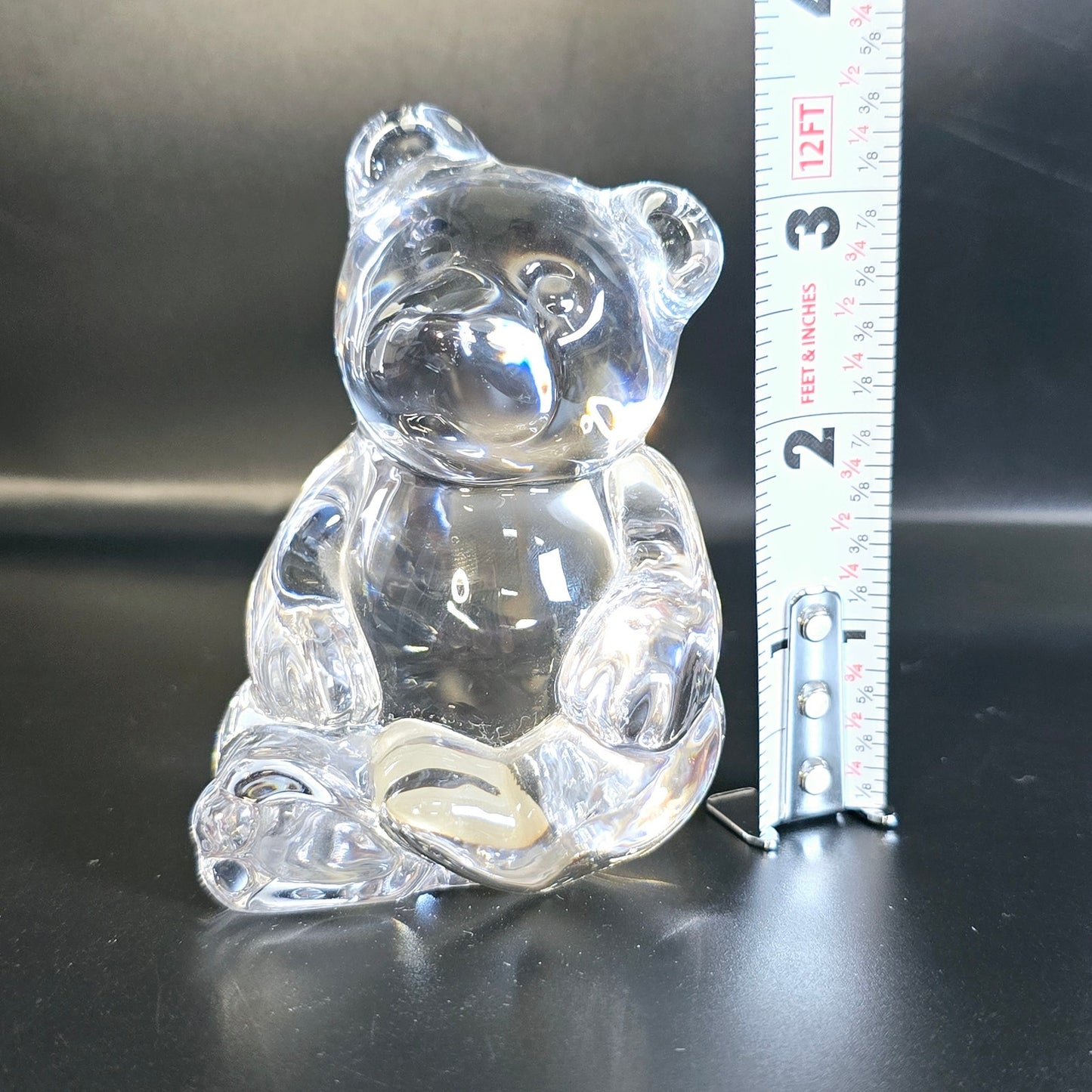 Handblown Clear Art Glass Bear, Polished Bottom